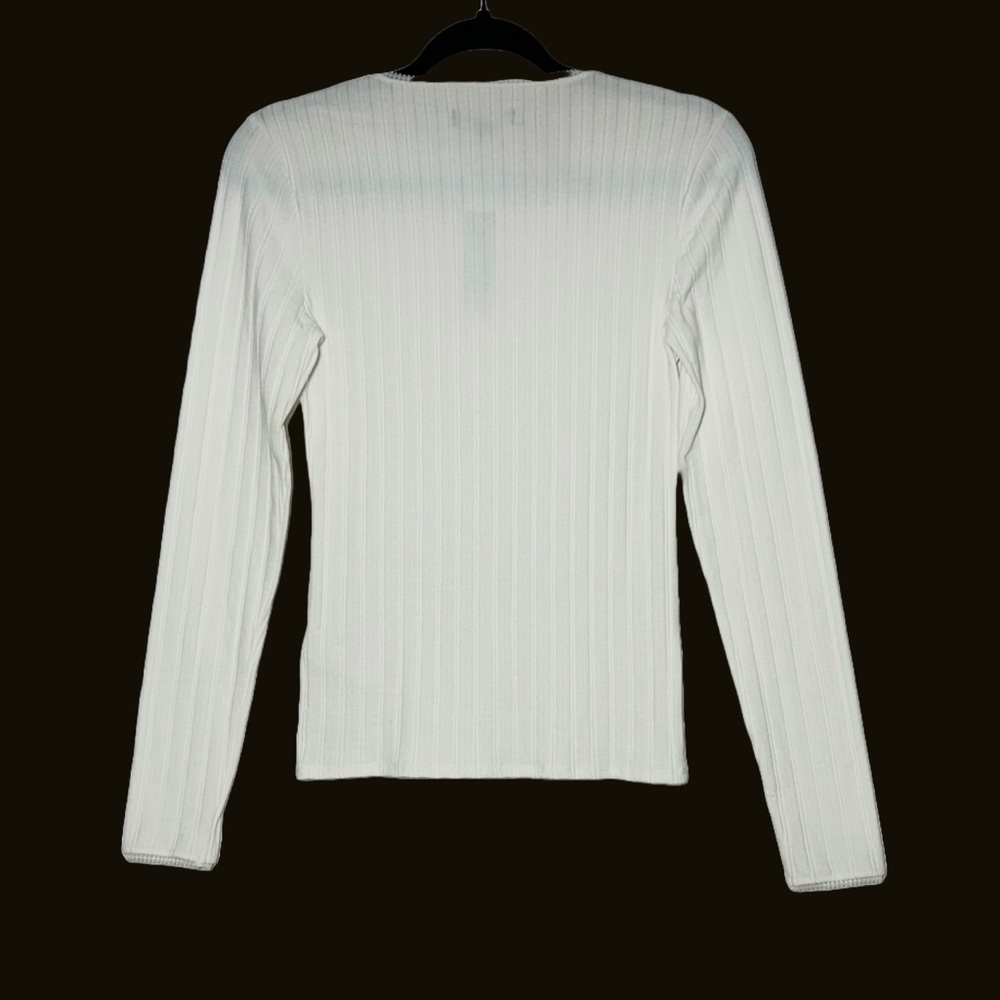 NWT J. Crew Ivory Pointelle Long-Sleeve T-Shirt, Small - Picture 5 of 14